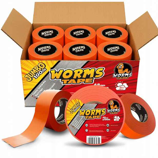 Omítací Páska Worms Tape Oranžová 48MM x 100M Jumbo 12 Ks