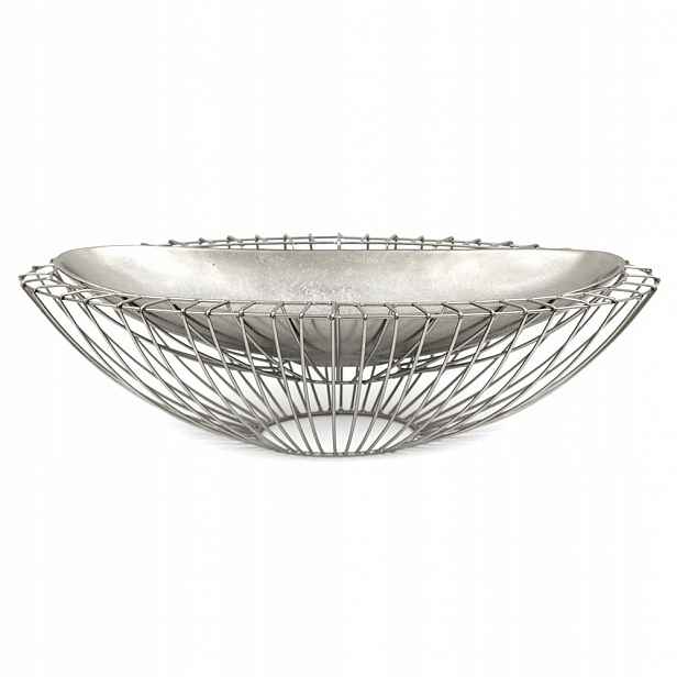 Podnos Se Stojanem Stříbrná Oválná Kovová 58x27 cm Glamour 60 30