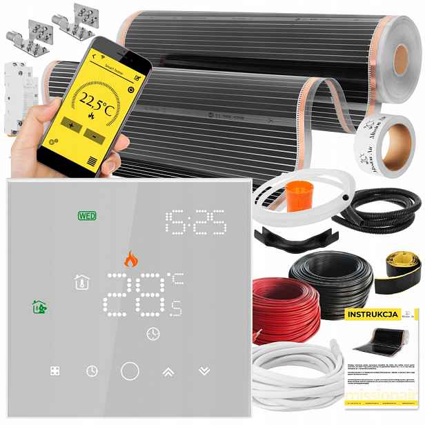 Set Fólie Vyhřívací Podložka Infračervená 30 m² 160 W