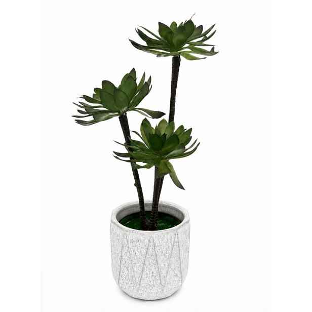 Umělý sukulent 50 cm v květináči aeonium tmavá zeleň