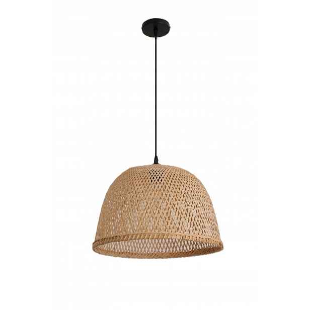 Závěsná lampa Boho s bambusovým stínidlem 41 cm, černá, přírodní, převis 1xE27