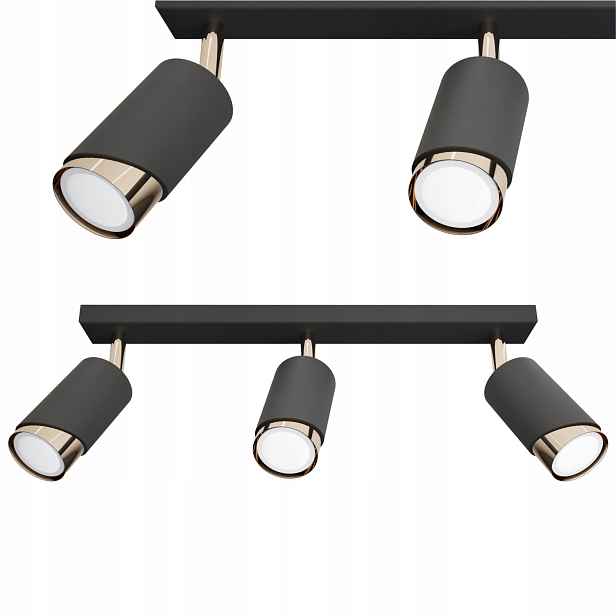 Závěsná lampa Stropní Svítidlo do obývacího pokoje Moderní styl Loft Černá Zlatá 3x GU10