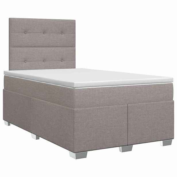vidaXL Postel boxspring s matrací s čelo Taupe 120 x 200 cm Textil