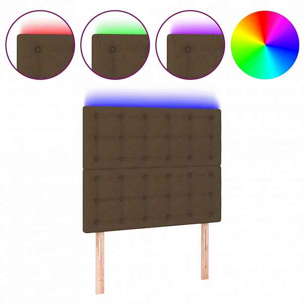 vidaXL Čelo postele s LED tmavě hnědé 90x5x118/128 cm textil
