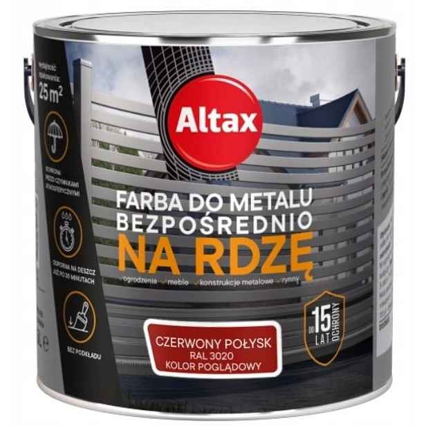 Altax Barva Barva Na Kov 2,5 L Červená Lesklá Ral 3020