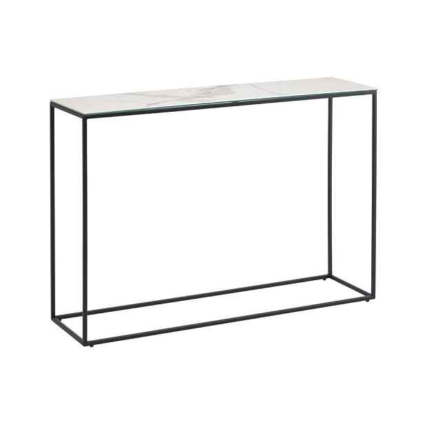 Černobílý konzolový stolek s keramickou deskou 30x110 cm Rewena – Kave Home