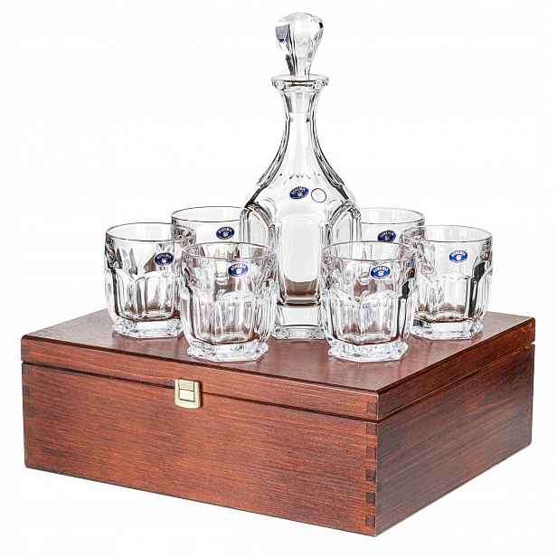 Exkluzivní sada na whisky Bohemia Safari 6+1 v krabičce s gravírováním
