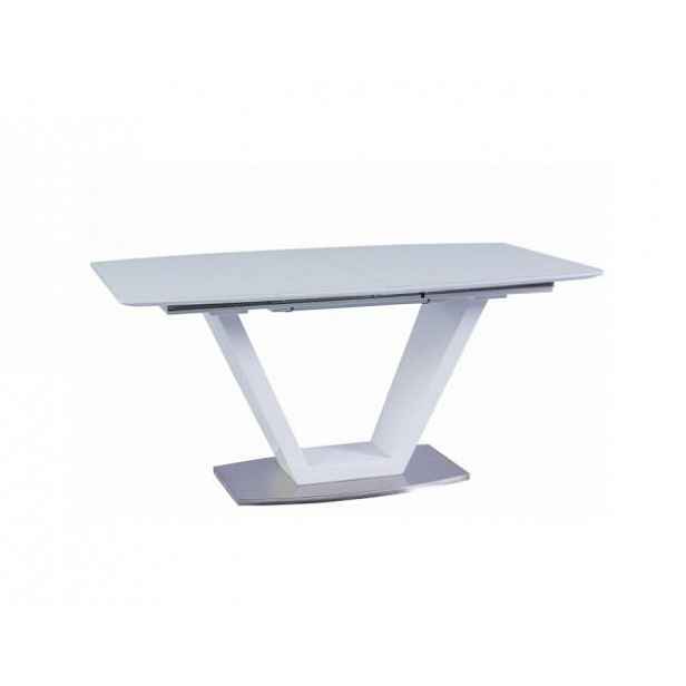 Luxusní jídelní stůl PERAK, bílá extra vysoký lesk / ocel