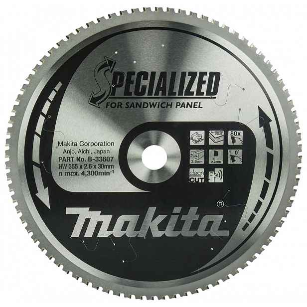 Makita - Pilový kotouč na dřevo 355x30 mm, 80 zubů B-33607
