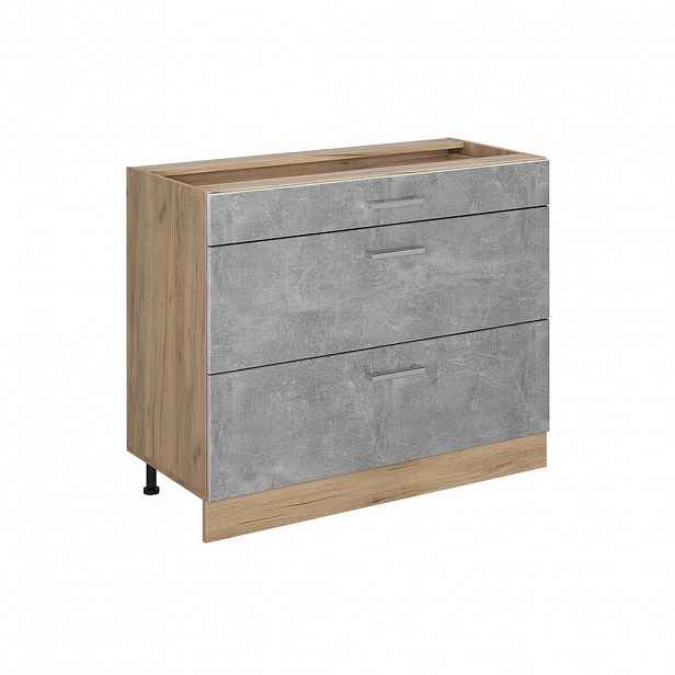 Vicco SPODNÍ SKŘÍŇKA KUCHYŇSKÉ LINKY R-Line, Beton/Zlatý mocný dub, 100 cm bez pracovní desky