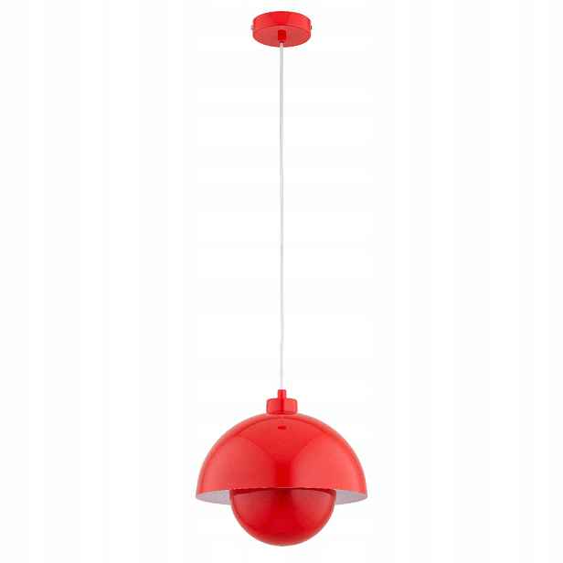 Závěsná lampa červená kopule do kuchyně, 1xE27 15W, kov, Alfa