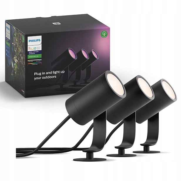 3x Sada zahradního reflektoru Venkovní bodová lampa 8W Philips Hue Lily