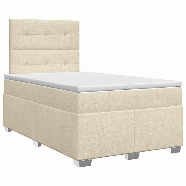vidaXL Postel boxspring s matrací Krémová 120 x 200 cm Textil