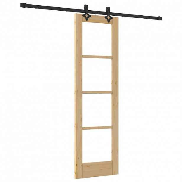 vidaXL Posuvné dveře ORKDAL 61 x 198,5 cm Masivní borové dřevo a sklo
