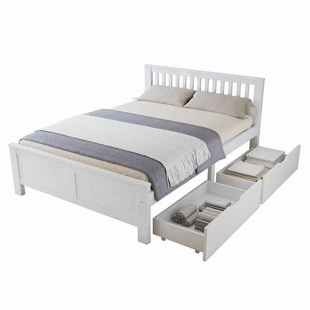 CHICFURN POSTEL 140/200 cm v bílé barvě se 2 zásuvkami