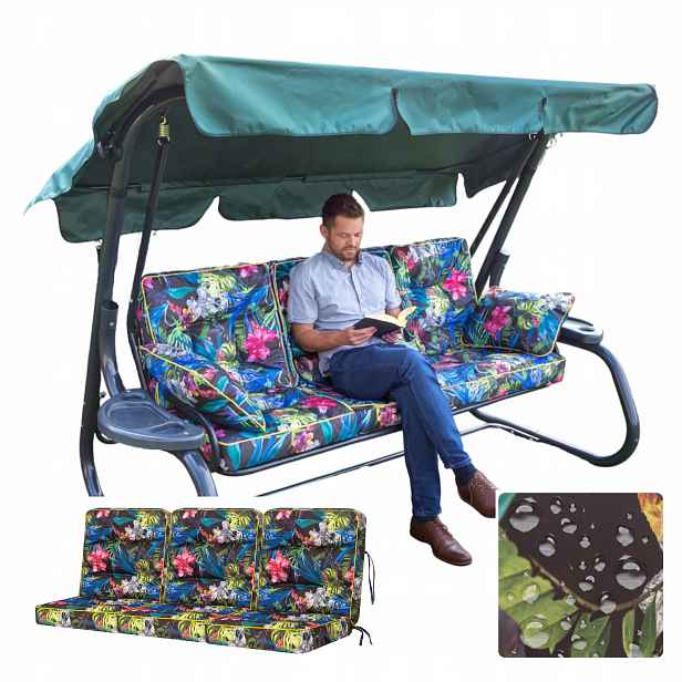 Polštář na zahradní houpačku Sada 3 ks Vodotěsný Anti Uv 150 cm