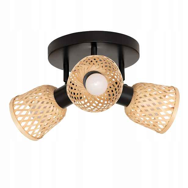Stropní lampy Lio 3 stínidla z pleteného bambusu, 3 x Ø 25 cm