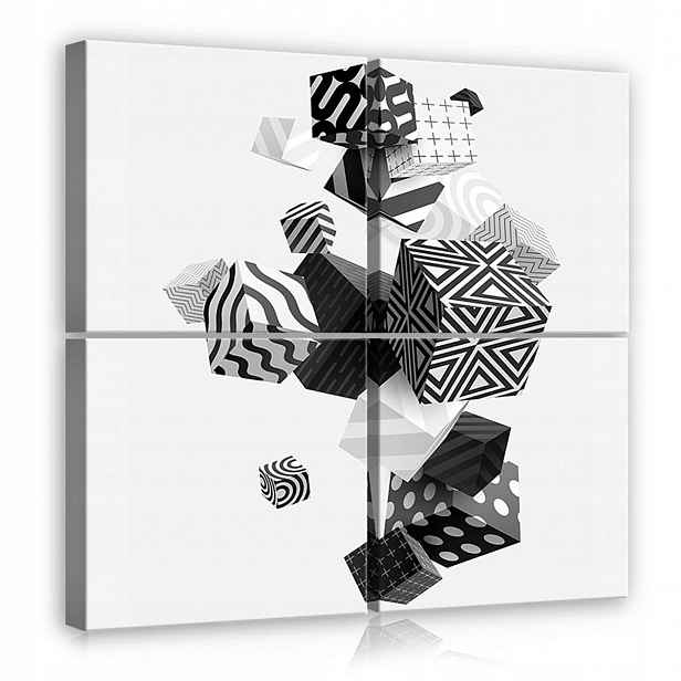 Obraz Na Plátně Canvas 50x50 Abstrakce 3D Kostky Krychle B&w