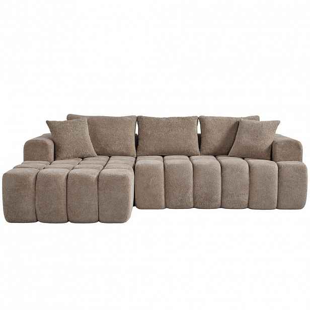 OKWISH ROHOVÁ pohovka 249,94/124,97/58,98 cm khaki ze sametové tkaniny modulární a pohodlná