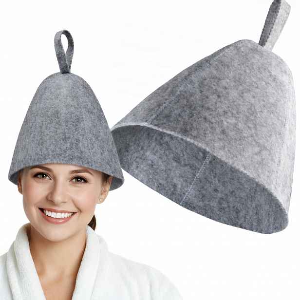 Plstěná saunová čepice Finský zvonek Šedá Ochranný klobouk Unisex