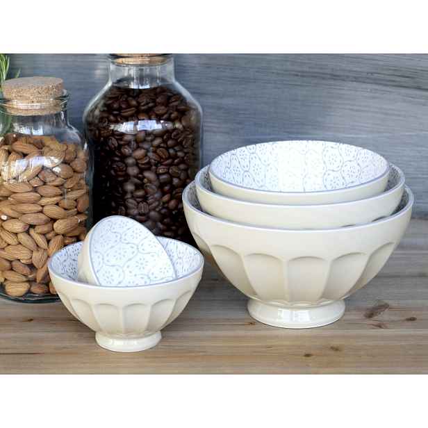Set 5ks latté porcelánová miska s květy uvnitř Arés - Ø15*9 cm Chic Antique