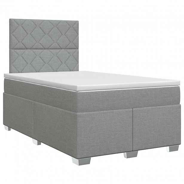 vidaXL Postel boxspring s matrací Světle šedá 120 x 200 cm Textil