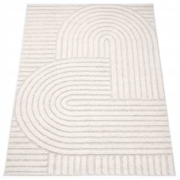 Koberec Do Obývacího Pokoje Geometrický 3D 80X120 Krémový Oeko-tex Moderní Módní