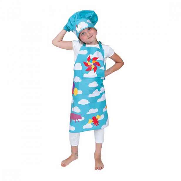 4dílná kuchyňská sada pro děti, bavlna, "Aqua" - Tiseco