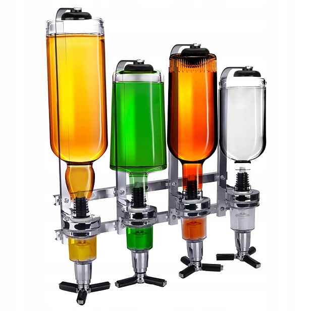 Nástěnný Dávkovač S Držákem Na 4 Láhve Na Alkohol Nápojů A Limonády