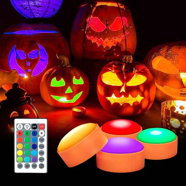 Dýňové lampy 4 ks, vícebarevné, na Halloween