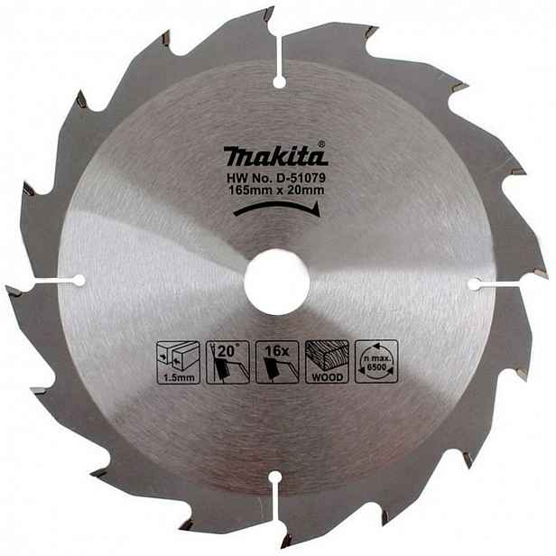 Makita - Pilový kotouč na dřevo 165x20 mm, 16 zubů D-51079