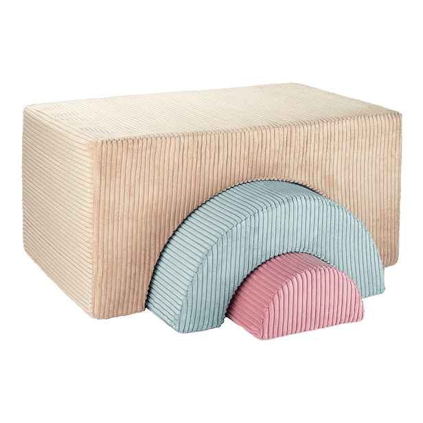 Světle hnědé manšestrové pěnové hřiště 75x49x37 cm Rainbow Montessori – Wigiwama