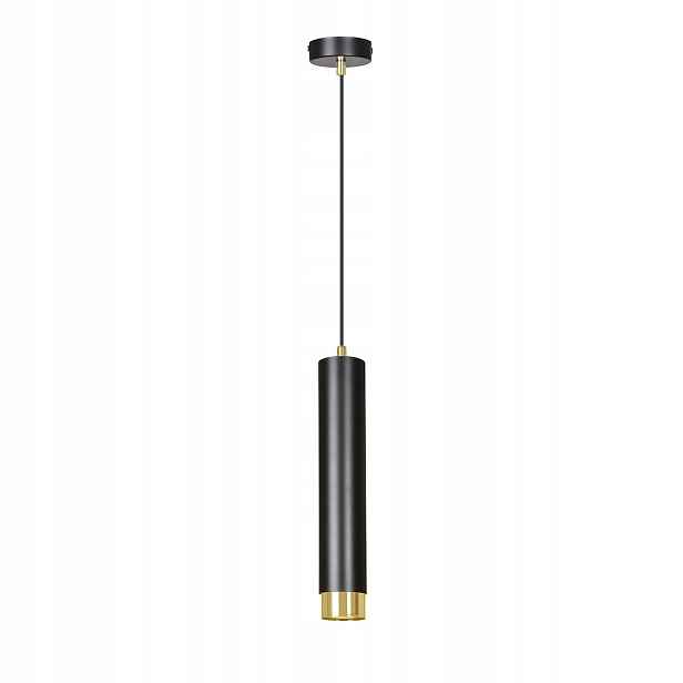 Závěsná lampa Kibo 1-bodová černá se zlatým akcentem GU10, 100 cm
