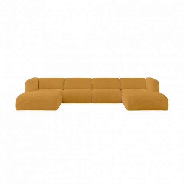 ALTDECOR SEDACÍ SOUPRAVA DO U MIRA-U2 408x179x70 Hořčicově žlutá Manšestr