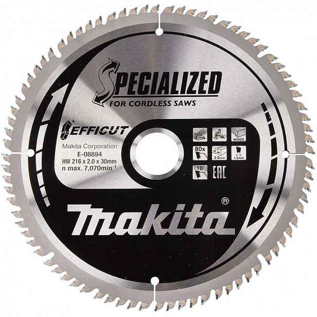 Makita - Pilový kotouč na dřevo 216x30 mm, 80 zubů E-08894