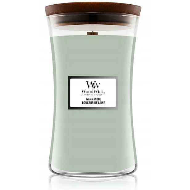Vonná svíčka sójová Warm Wool Woodwick Velká 610 g Dřevěný knot