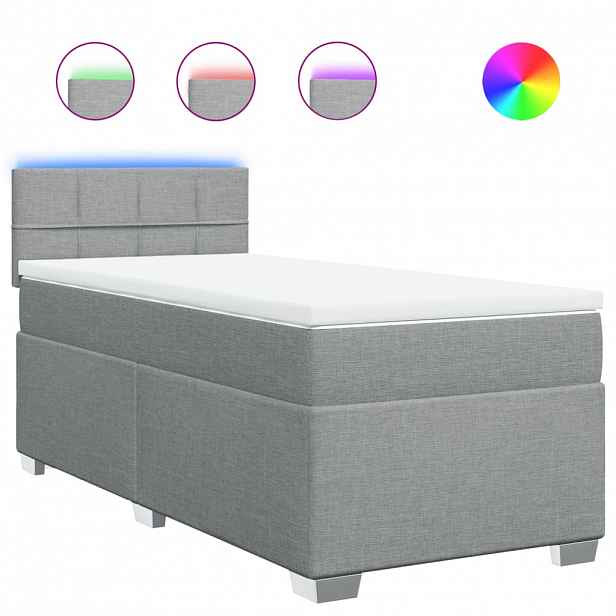 vidaXL Box spring postel s matrací světle šedá 80 x 200 cm textil