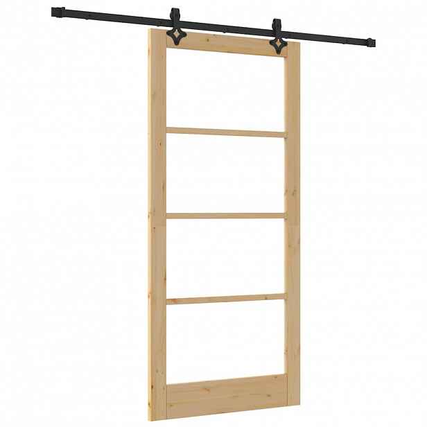 vidaXL Posuvné dveře ORKDAL 93 x 202 cm Masivní borové dřevo a sklo