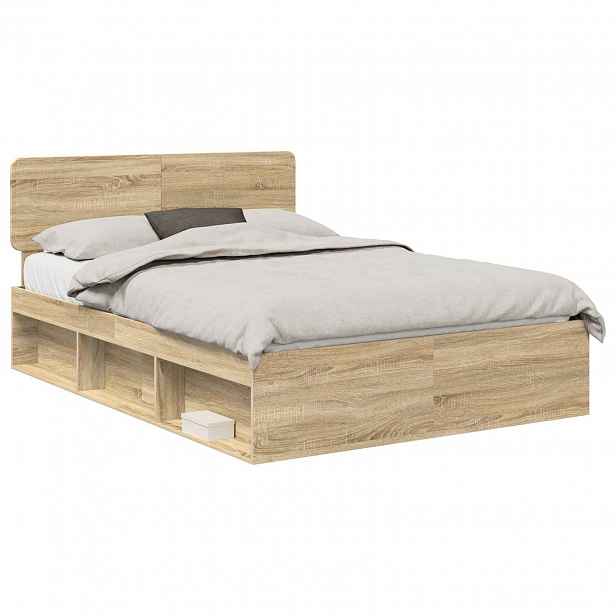 vidaXL Rám postele s čelo Sonoma dub 150 x 200 cm Masivní borové dřevo