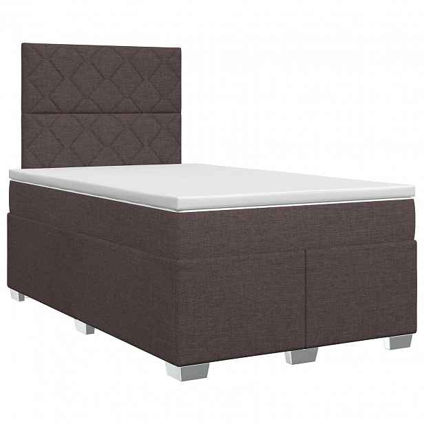 vidaXL Postel boxspring s matrací Tmavě hnědá 120 x 200 cm Textil