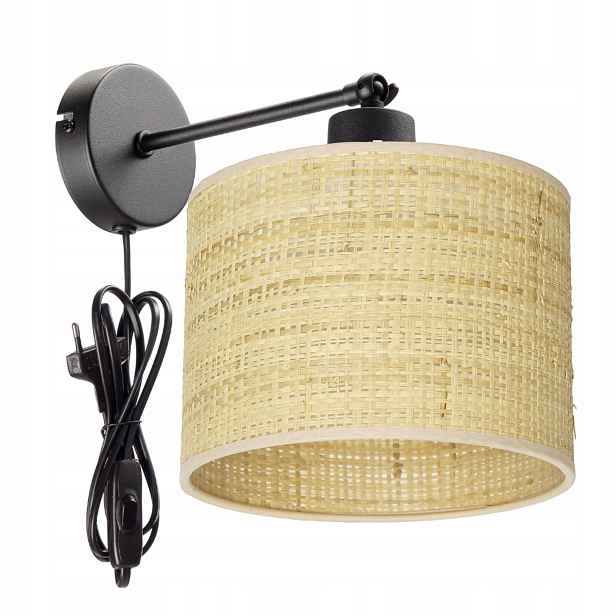 Lampa Nástěnná Svítidlo S Led Zástrčkou Stínidlo Ratan Polský Nástěnné Svítidlo