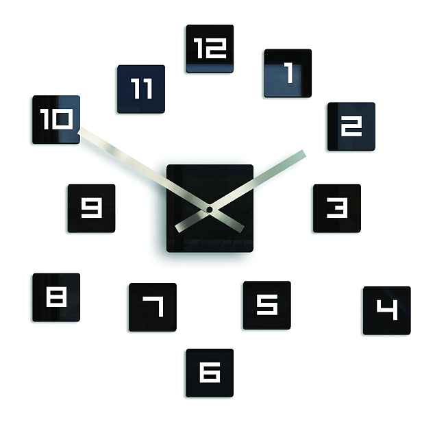 ModernClock 3D nalepovací hodiny Cube černé