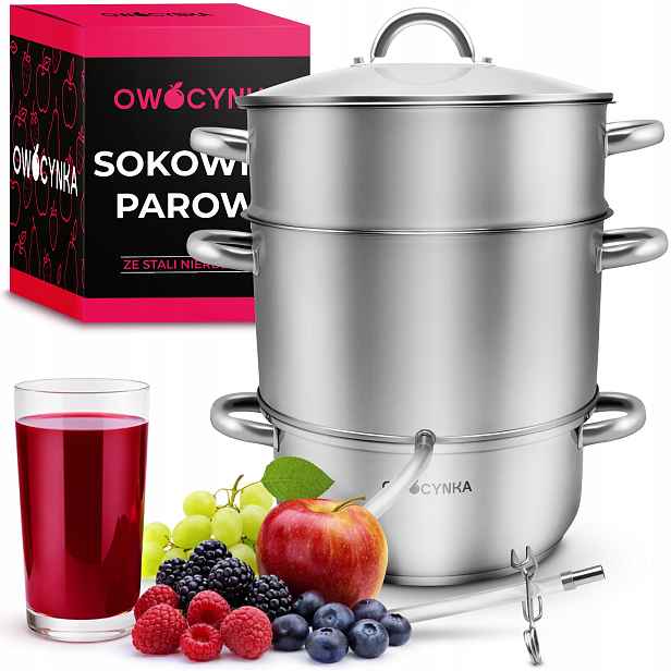 Parní odšťavňovač na ovoce Nerezová Ocel Indukce Šťáva Trychtýř Hadice Parní hrnec 8 l