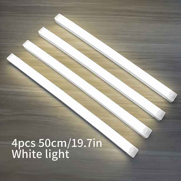 TEMU 4 ks Teplé/Bílé LED světelné pásky s pohybovým senzorem 10 cm/30 cm/50 cm, dobíjecí, montáž na stěnu s automatickým zapínáním/vypínáním,