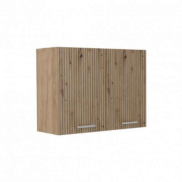 Vicco SKLENĚNÁ KUCHYŇSKÁ SKŘÍŇKA R-Line, Řemeslný dub/Zlatý mocný dub, 80 cm