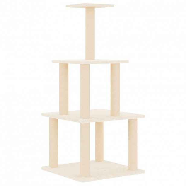 vidaXL Škrabadlo pro kočky se sisalovými sloupky krémové 111 cm