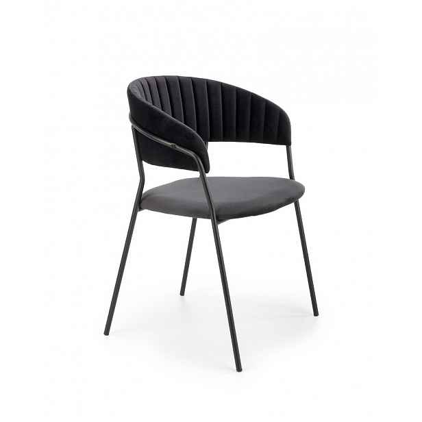 Jídelní židle samet / kov Tmavě zelená - výška: 79 cm