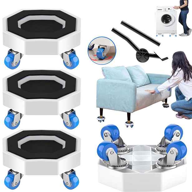 Kolečka Pro Přepravu Posouvání Nábytku Agd 400 Kg S Dlouhou Rukojetí, Otáčení O 360°