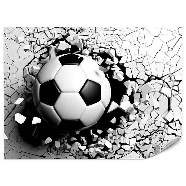 Muralo FOTOTAPETA do Obývacího Pokoje Fotbal Betonová Zeď Prasklina 350x256