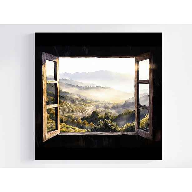 Obraz Na Plátně Canvas Pohled Na Okno Hory Vinice Jižní Léto 60x60